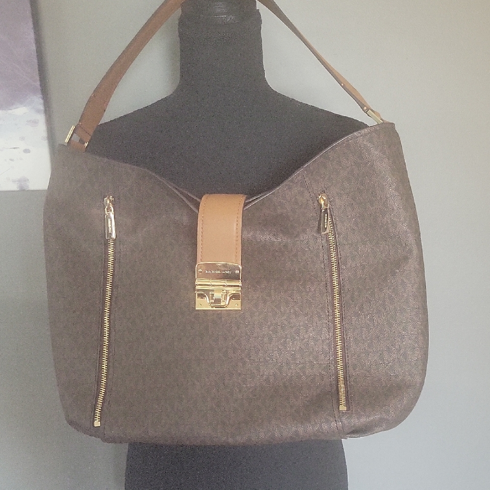 Michael Kors Addie Hobo Bag with Gold Accents